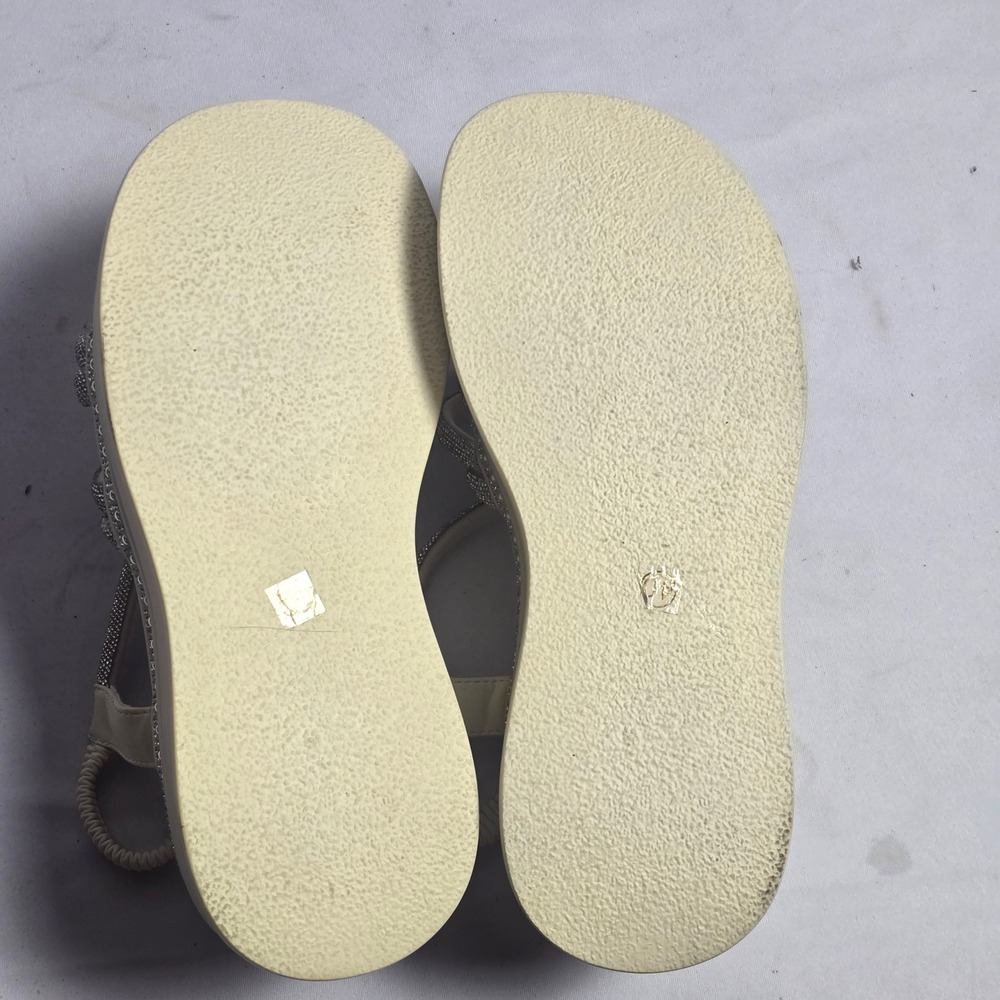 Rhinestone Embellished Platform Slingback Sandals Cream Off White Size 40 - Picture 5 of 10